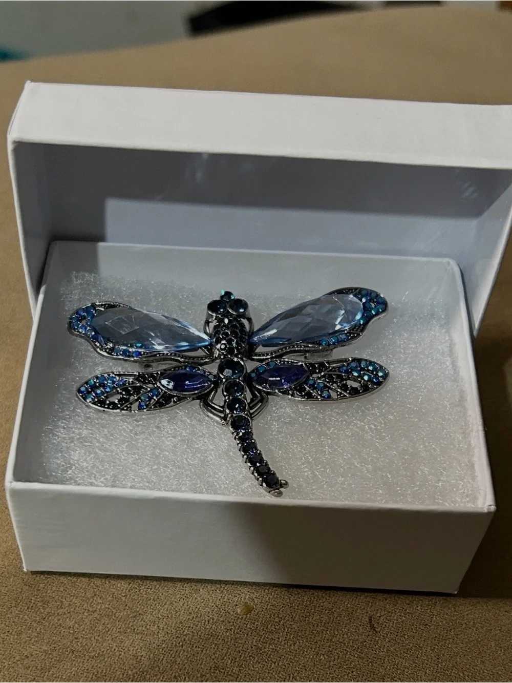 Dragonfly Crystal Brooch - Blue Crystal Accent